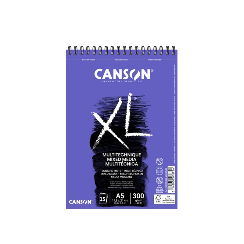 CANSON XL Mixmédia blok, A5 300g/m2, 15 listov