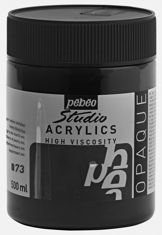 Studio Acrylics 500 ml, 73 Ivory black hue