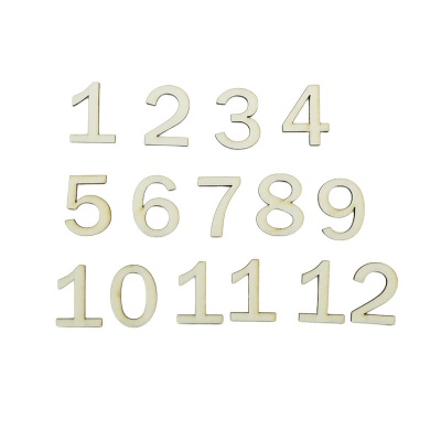 Drevené čísla na hodiny, arabské hranaté, 3 cm
